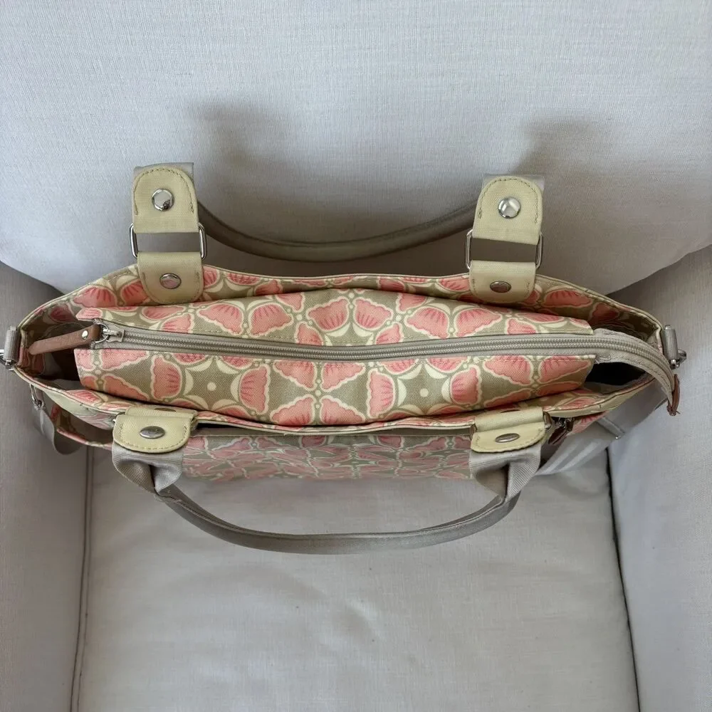 Petunia Pickle Bottom City Carryall Blooming Brixham Diaper Bag Pink Beige Chic